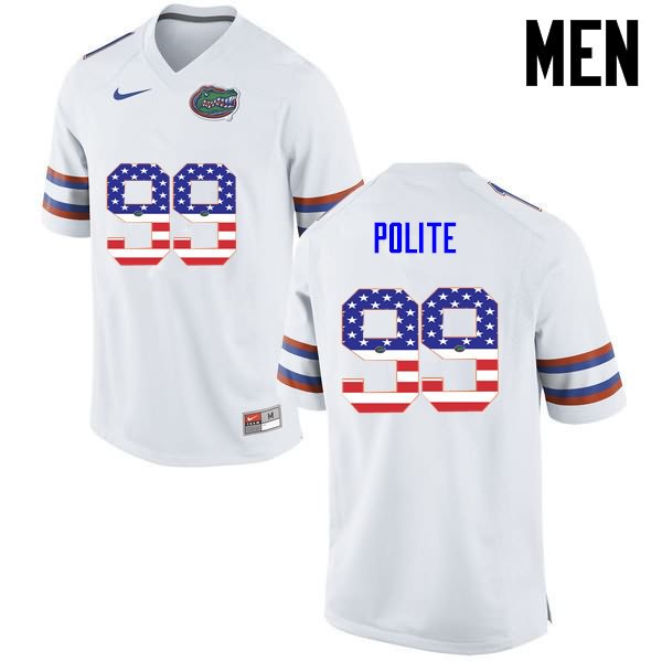 NCAA Florida Gators Jachai Polite Men's #99 USA Flag Fashion Nike White Stitched Authentic College Football Jersey WMF0264PV